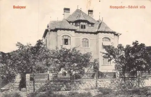 B053 Ungarn Budapest 1913 Krompecher Schulek Villa Vintage Postkarte