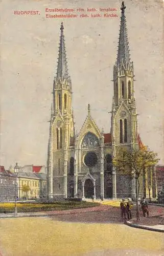 B052 Ungarn Budapest Erzsebetvarosi Rom Kath Tempel Kirche Postkarte