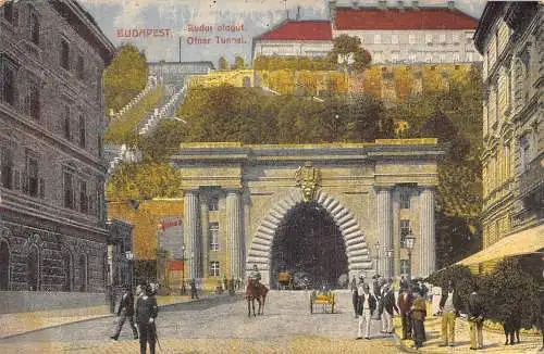 B052 Ungarn Budapest Budai Alagut Tunnel Vintage Postkarte