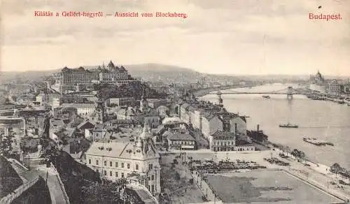 B052 Ungarn Budapest Kilatas a Gellert Hegyrol Ansicht Vintage Postkarte