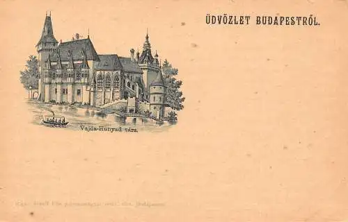 B052 Ungarn Budapest Udvozlet Budapestrol Vajda Hunyad vara Burg Postkarte