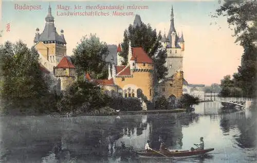 B053 Ungarn Magy kir mezogazdasagi muzeum Museum Burg Boot Postkarte