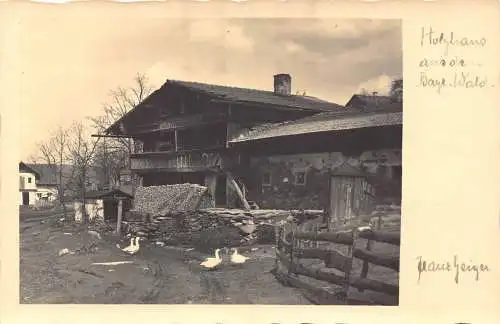 L203 Deutschland Bayerischer Wald Haus Hof Bauernhof Enten Vintage Postkarte