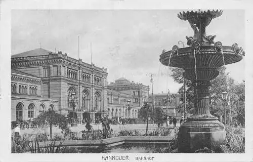 L205 Deutschland Hannover Bahnhof Brunnen Bahnhof Vintage Postkarte