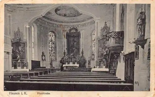 L204 Deutschland Hausen i K Pfarrkirche Innenraum Vintage Postkarte