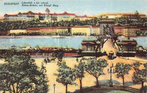 B053 Ungarn Budapest Lanczhid Kir Varral Kettenbrücke 1917 1. Weltkrieg Feldpostkarte