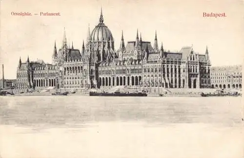 B053 Ungarn Budapest 1909 Parlamentsansicht Vintage Postkarte