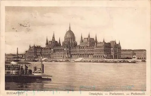 B053 Ungarn Budapest 1922 Orszghaz Parlament Ansicht Vintage Postkarte