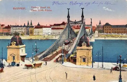 B053 Ungarn Budapest 1915 Ferencz Jozsef versteckte Brücke 1. Weltkrieg Feldpostkarte
