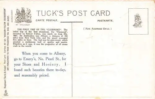 B040 US Historic Events First Trip of Steamboat Clermont embossed postcard
