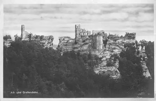 L201 Deutschland Alt und Grafendahn Burgruine Vintage Postkarte