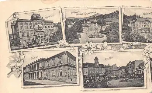 L201 Deutschland Teplitz Schönau Steinbad Ringplatz Stadtbad Jugendstil Postkarte