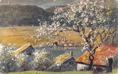 L201 Deutschland Original von L v Senger Gemälde Aus der Oberpfalz Baum Postkarte