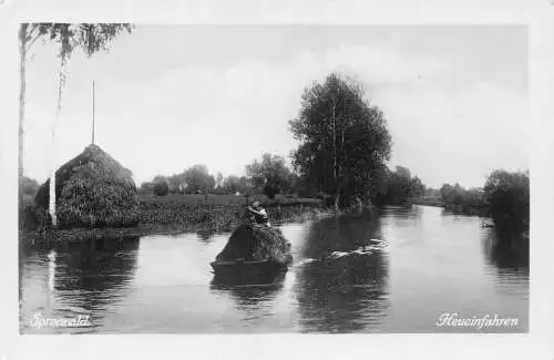 L202 Deutschland Spreewald Heufahren Heuboot RPPC Vintage Postkarte
