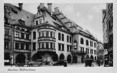 L202 Deutschland München Hofbräuhaus Ladenwagen Oldtimer Postkarte