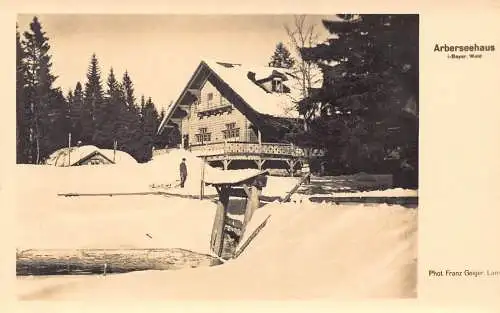 L203 Deutschland Bayerischer Wald Aberseehaus Mann Vintage Postkarte