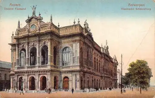 B027 Belgien Anvers Antwerpen Theater Flamand Theater Vintage Postkarte