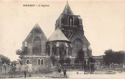 Frankreich Merris L'Eglise Kirche Vintage Postkarte