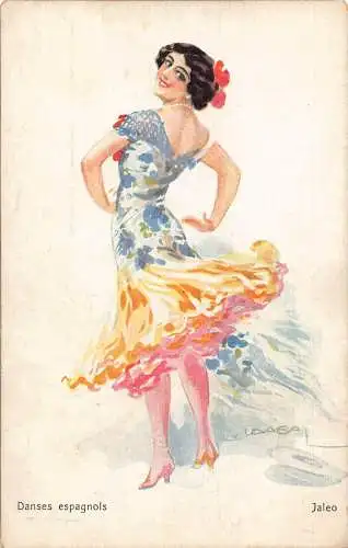 B025 Spanien Danses espagnols von Jaleos Frau in traditioneller Kleidung Postkarte