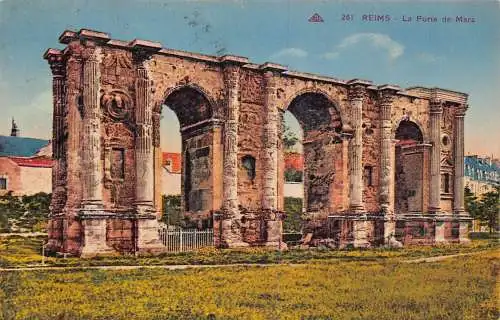 Frankreich 1938 Reims La Porte de Mars Gate Vintage Postkarte