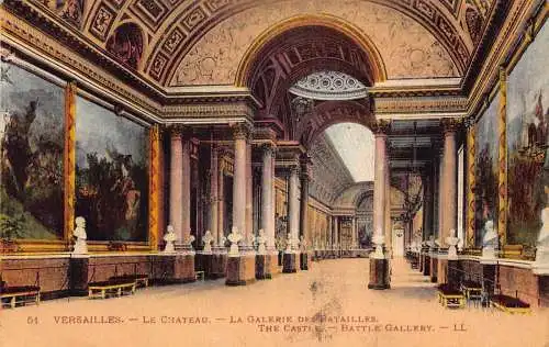 Frankreich Versailles Schloss Galerie des Batailles Schloss Schlachtgalerie Postkarte