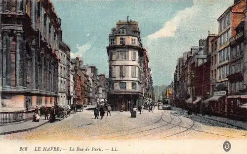 Frankreich Le Havre Rue de Paris Postes Telegraphes Büro Vintage Postkarte