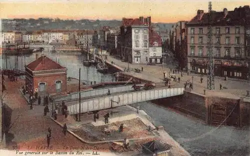 Frankreich Le Havre Pont Notre-Dame Bassin Du Roi Brücke Boote Vintage Postkarte
