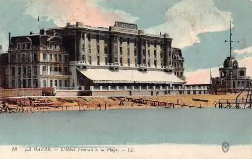 Frankreich Le Havre Hotel Frascati et Plage Strand Vintage Postkarte