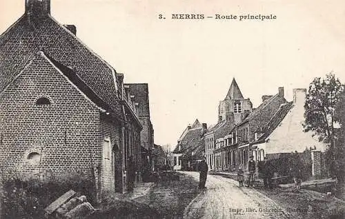 Frankreich Merris Route Principale Main Street Vintage Postkarte
