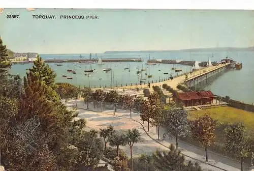 England 1909 Princess Pier Torquay Vintage Postkarte