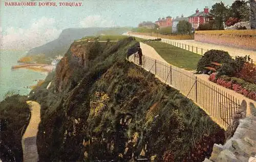 England 1909 Babbacombe Downs Torquay Vintage Postkarte