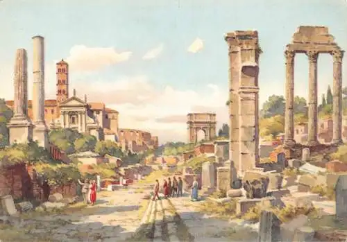 B026 Italien Rom Roma Forum Romanum Foro Romano Art Vintage Postkarte