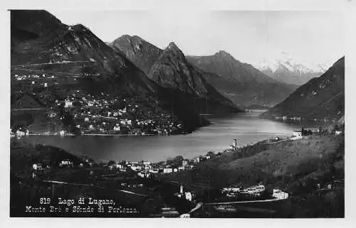 L072 Schweiz Lago di Lugano, Monte Bre e Sfondo di Porlezza Vintage Postkarte