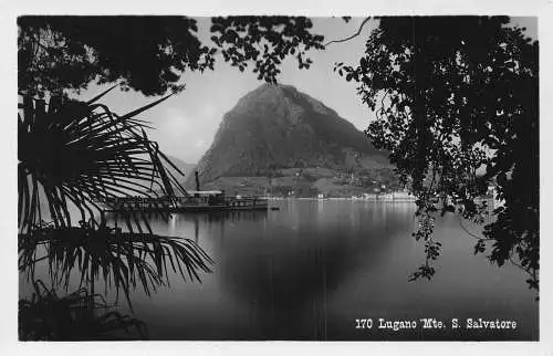 L072 Schweiz Lugano Mte. S. Salvatore Boot, Berg, See Vintage Postkarte