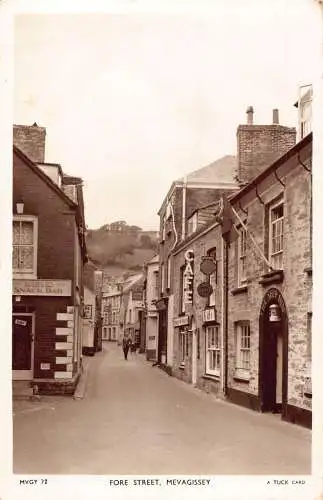 B034 England 1954 Mevagissey Fore Street Snack Bar Schiff Inn Cafe RPPC Postkarte