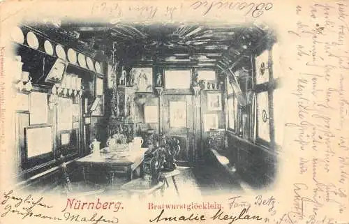 L187 Deutschland 1901 Nürnberg Bratwurstgloecklein Restaurant Innen Postkarte