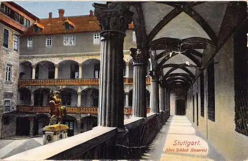 L187 Deutschland Stuttgart Altes Schloss Interieur Vintage Postkarte