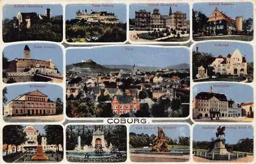 L187 Deutschland Coburg Mehransicht Schloss Denkmal Brunnen Schloss Postkarte