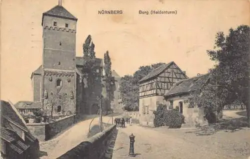 L342 Deutschland 1912 Zitadelle Nürnberg Heiden Turm Kutsche Vintage Postkarte