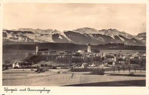 L342 Deutschland Schongau mit Ammergebirge RPPC Vintage Postkarte
