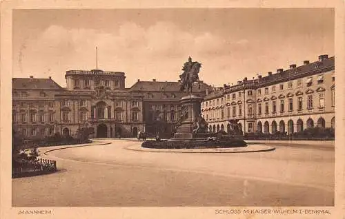 L154 Deutschland 1934 MANNHEIM SCHLOSS M. KAISER-WILHELM I-DENKMAL alte Postkarte
