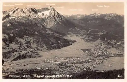 L154 Deutschland Wanknaus (1780m) Blick auf Garmisch-Partenkirchen Vintage AK