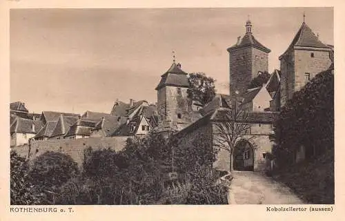 L198 Deutschland Rothenburg o T Kobolzellertor aussen Zitadelle Vintage Postkarte
