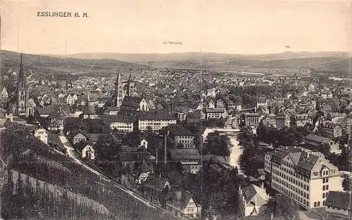 L200 Deutschland 1914 Esslingen am Neckar Panoramablick Vintage Postkarte