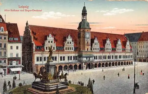 L199 Deutschland Leipzig Altes Rathaus Belagerungsdenkmal Vintage Postkarte