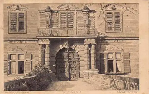 L199 Deutschland Schloss Aschaffenburg Haupteingang Vintage Postkarte