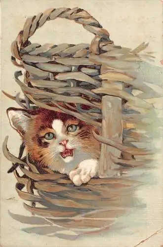L081 Fantasy Katze Werbung Künstler Postkarte
