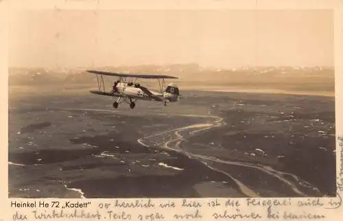 L027 Deutschland 1939 WWII Heinkel He 72 Kadett Echtfoto Vintage Postkarte