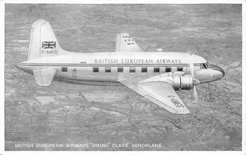 L080 British European Airways Viking Class Flugzeug Vintage Postkarte