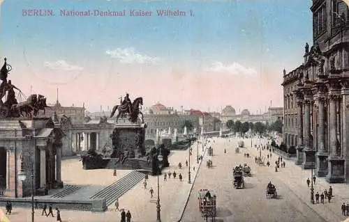 L016 Deutschland 1914 Feldpost 1. Weltkrieg Berlin Denkmal Wilhelm I Kutsche Vintage Postkarte